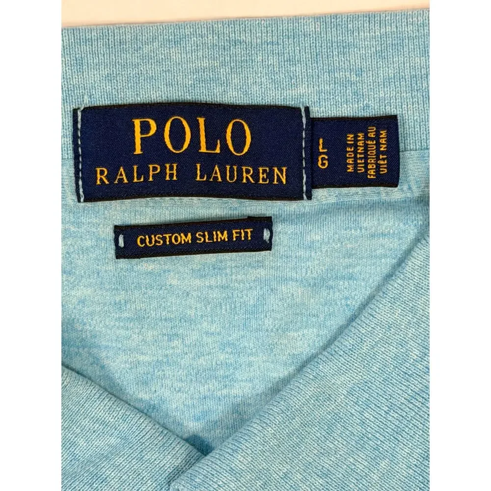 Polo Ralph Lauren Custom Slim Fit Blue Polo Shirt Mens Large Pony